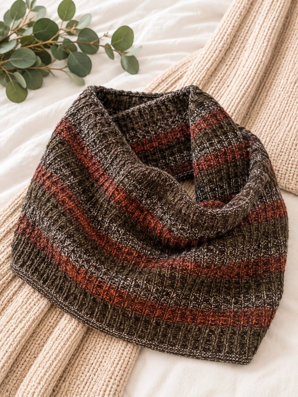 🍂 Earth Tone Striped Neck Wrap Scarf